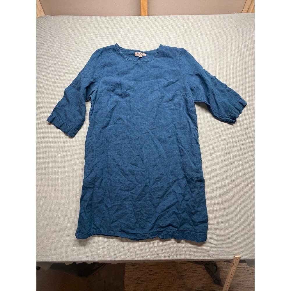 FLAX Women's Blue 100% Linen Knee-Length Dress